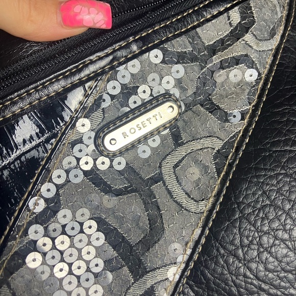 Rosetti Black Faux Leather Crossbody Bag Sequins Pattern - Picture 4 of 6